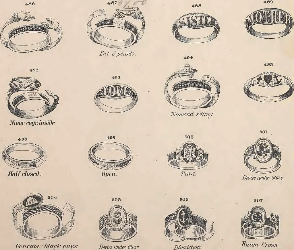 An illustration from Charles T. Menge's price list of ornamental hair jewelry and device work, nos. 32 and 34 John Street, New York, 1873, leaf 66