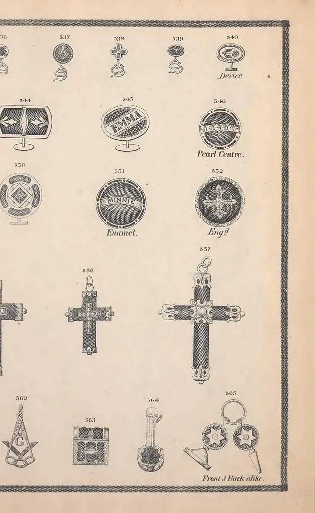 An illustration from Charles T. Menge's price list of ornamental hair jewelry and device work, nos. 32 and 34 John Street, New York, 1873, leaf 70