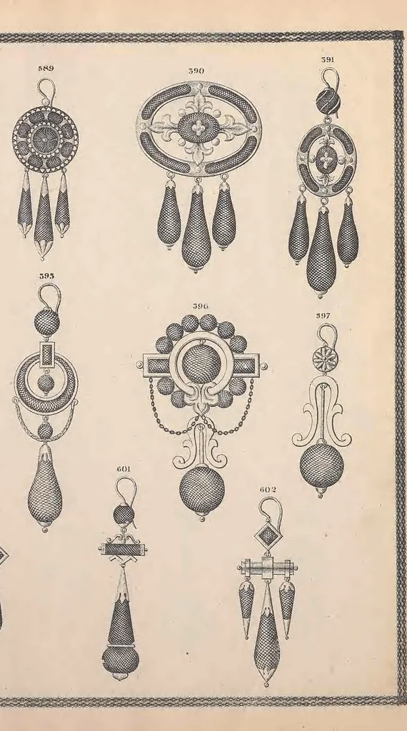 An illustration from Charles T. Menge's price list of ornamental hair jewelry and device work, nos. 32 and 34 John Street, New York, 1873, leaf 74