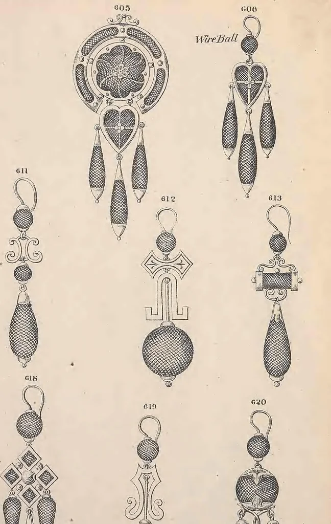 An illustration from Charles T. Menge's price list of ornamental hair jewelry and device work, nos. 32 and 34 John Street, New York, 1873, leaf 76