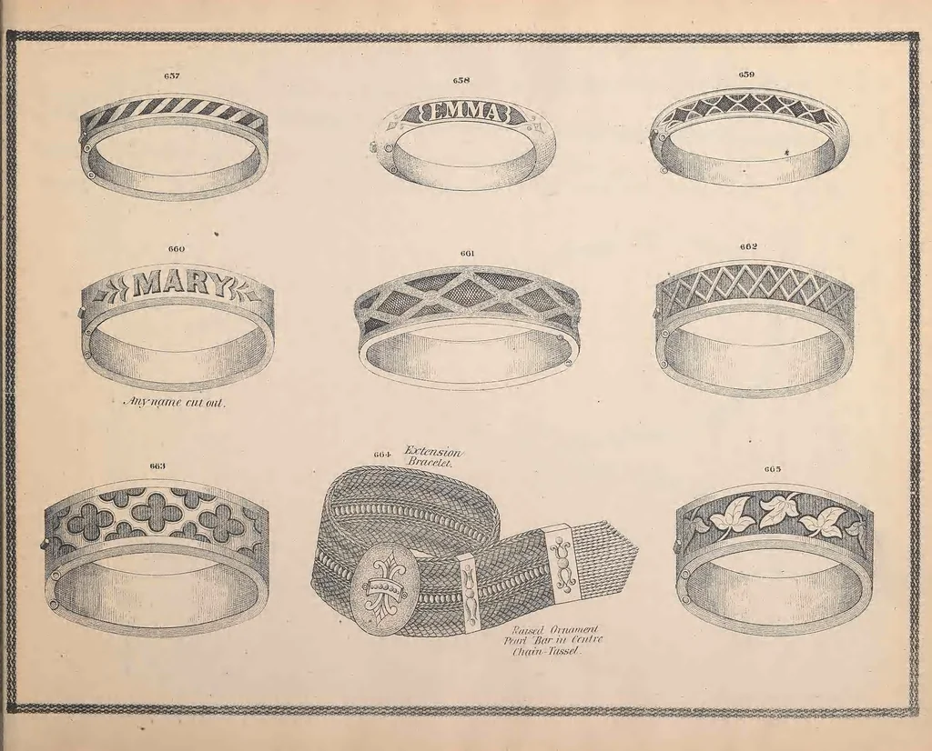 An illustration from Charles T. Menge's price list of ornamental hair jewelry and device work, nos. 32 and 34 John Street, New York, 1873, leaf 86