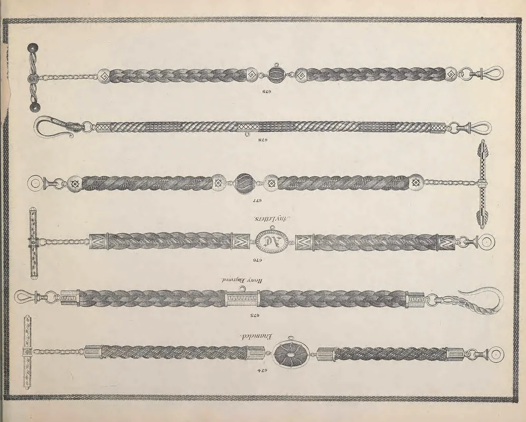 An illustration from Charles T. Menge's price list of ornamental hair jewelry and device work, nos. 32 and 34 John Street, New York, 1873, leaf 94