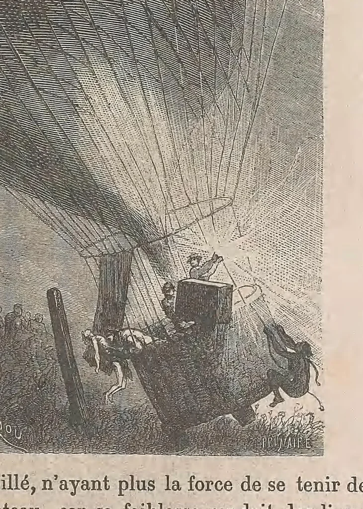 An illustration from Cinq semaines en ballon : voyage de découvertes en Afrique par trois Anglais, 1867, leaf 137