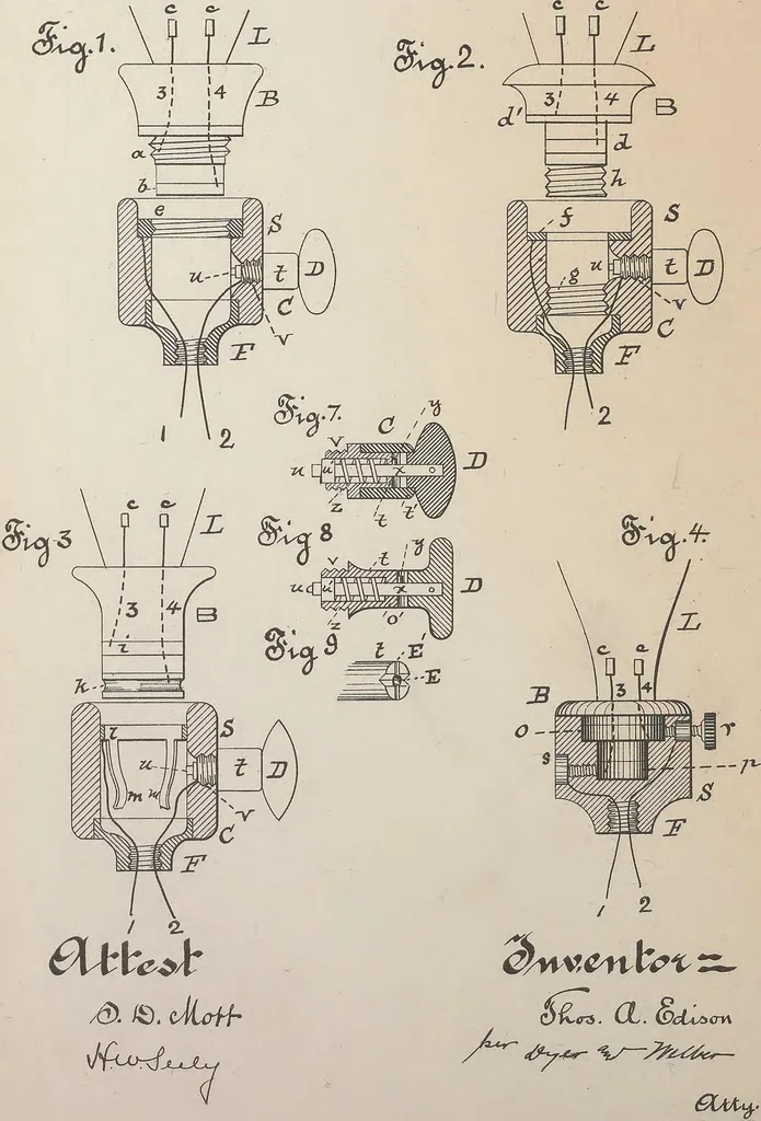 An illustration from Collection of United States patents granted to Thomas A. Edison, 1869-1884, 1869, leaf 1013