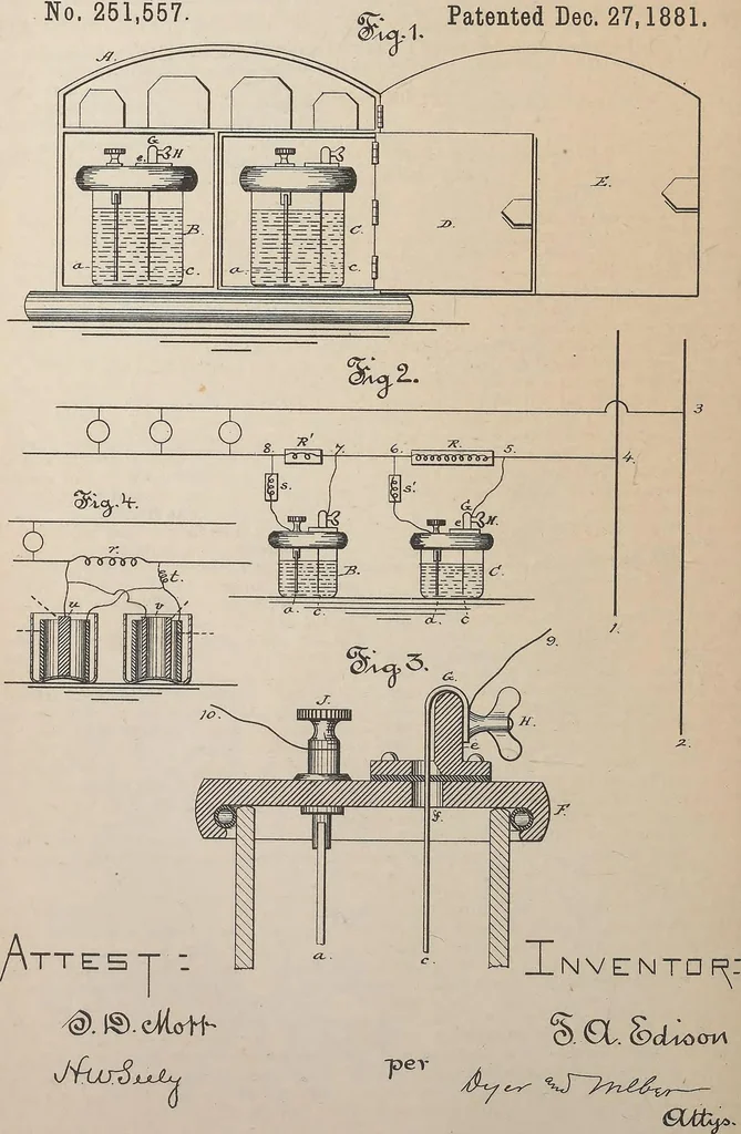 An illustration from Collection of United States patents granted to Thomas A. Edison, 1869-1884, 1869, leaf 1029