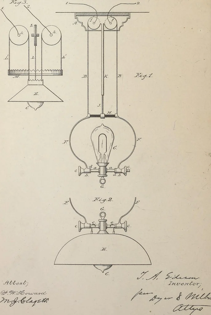 An illustration from Collection of United States patents granted to Thomas A. Edison, 1869-1884, 1869, leaf 1037
