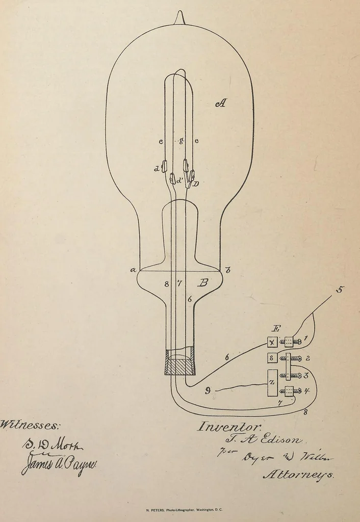 An illustration from Collection of United States patents granted to Thomas A. Edison, 1869-1884, 1869, leaf 1069