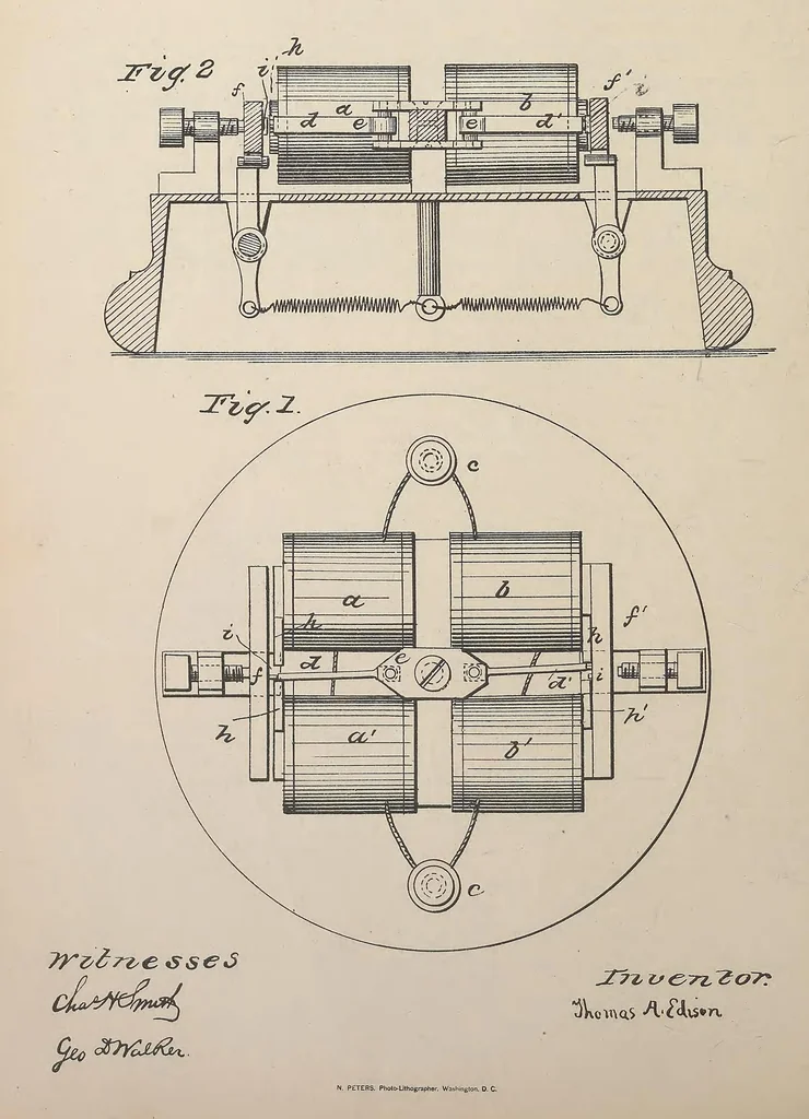 An illustration from Collection of United States patents granted to Thomas A. Edison, 1869-1884, 1869, leaf 107