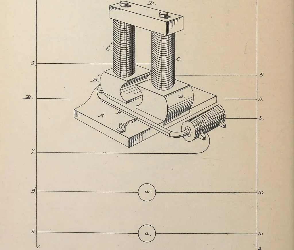 An illustration from Collection of United States patents granted to Thomas A. Edison, 1869-1884, 1869, leaf 1077