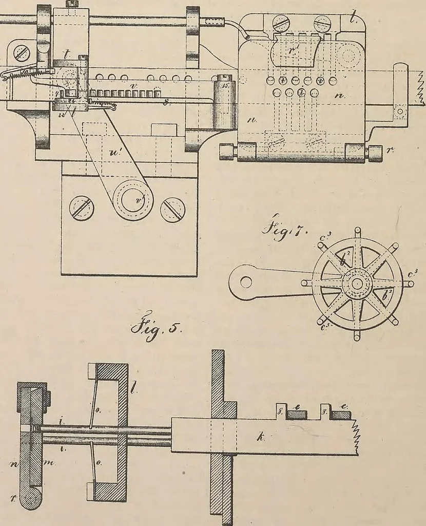 An illustration from Collection of United States patents granted to Thomas A. Edison, 1869-1884, 1869, leaf 115