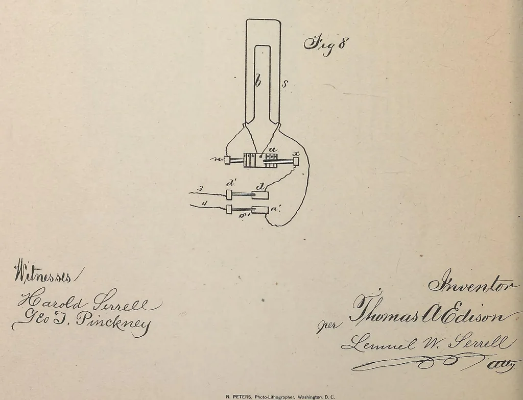 An illustration from Collection of United States patents granted to Thomas A. Edison, 1869-1884, 1869, leaf 1157