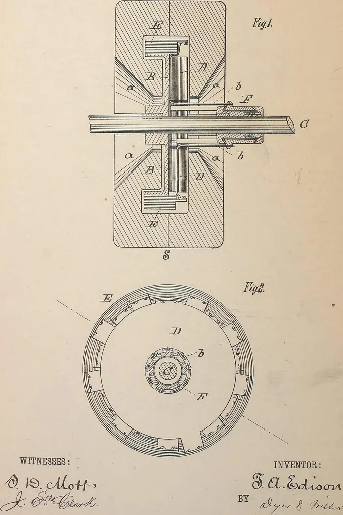 An illustration from Collection of United States patents granted to Thomas A. Edison, 1869-1884, 1869, leaf 1165