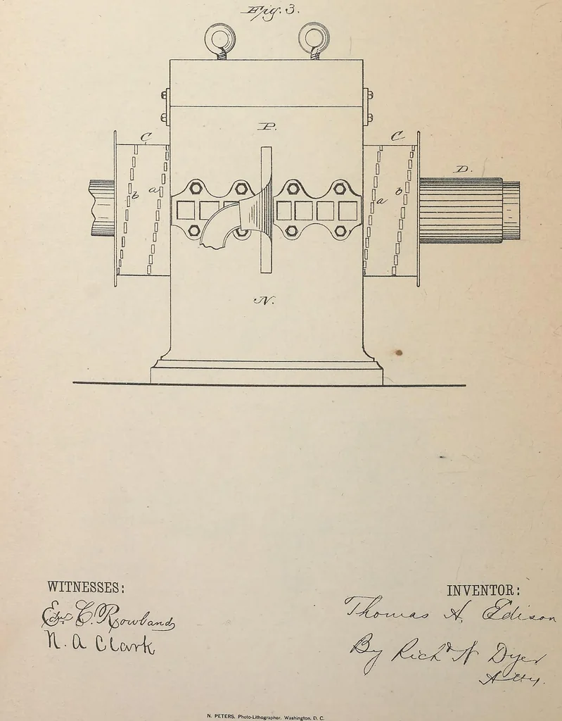 An illustration from Collection of United States patents granted to Thomas A. Edison, 1869-1884, 1869, leaf 1171