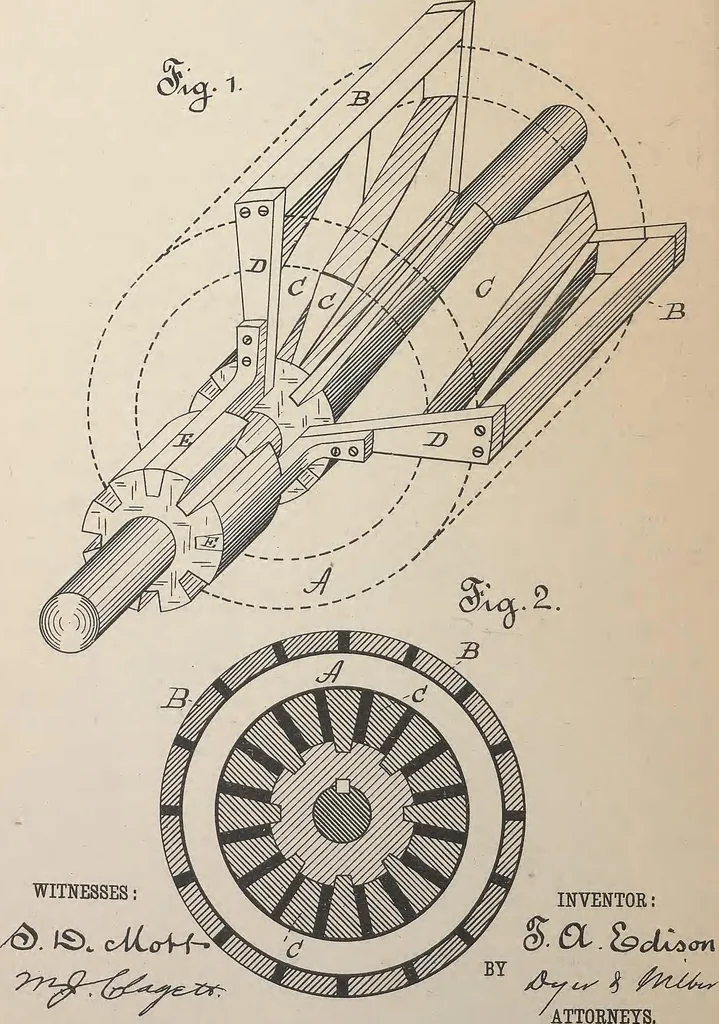 An illustration from Collection of United States patents granted to Thomas A. Edison, 1869-1884, 1869, leaf 1175