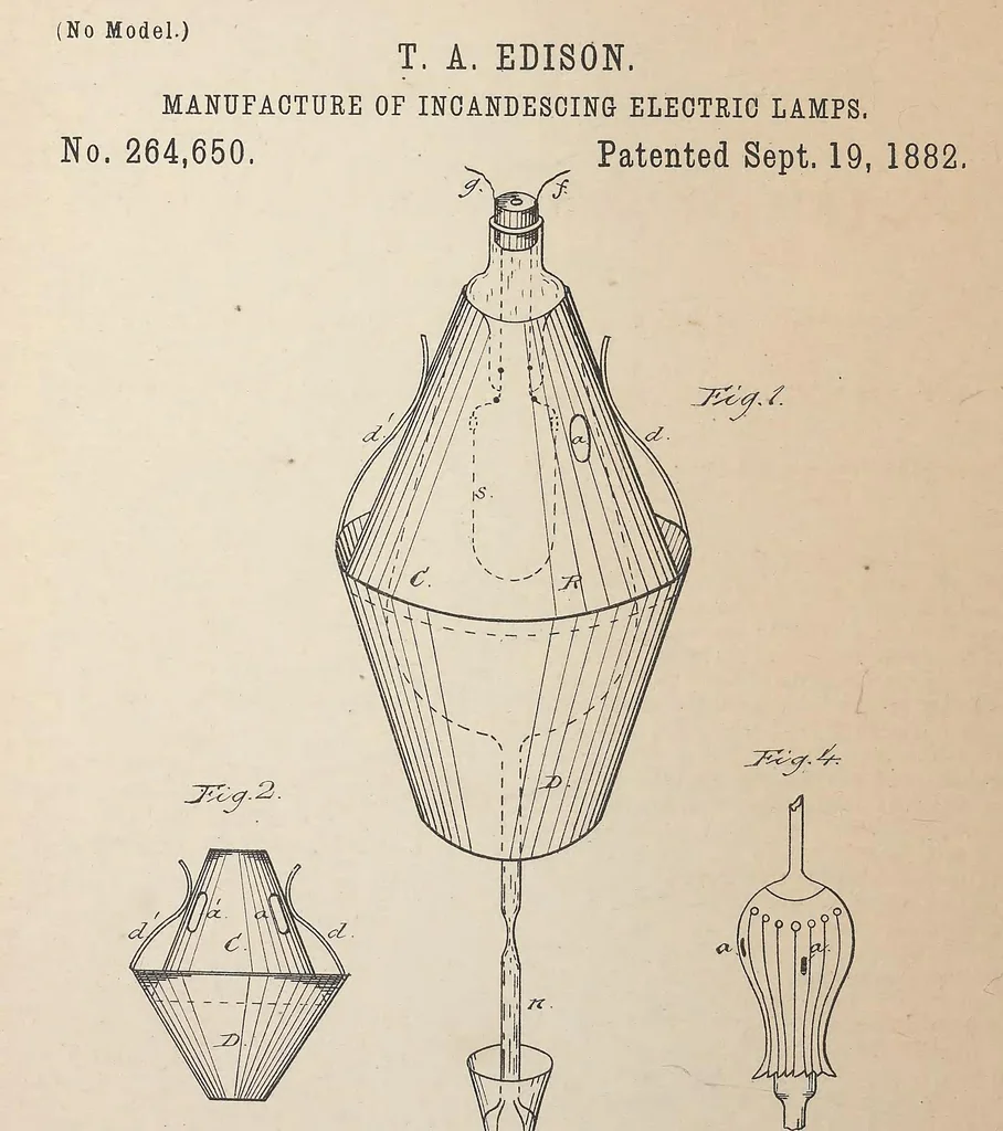 An illustration from Collection of United States patents granted to Thomas A. Edison, 1869-1884, 1869, leaf 1185