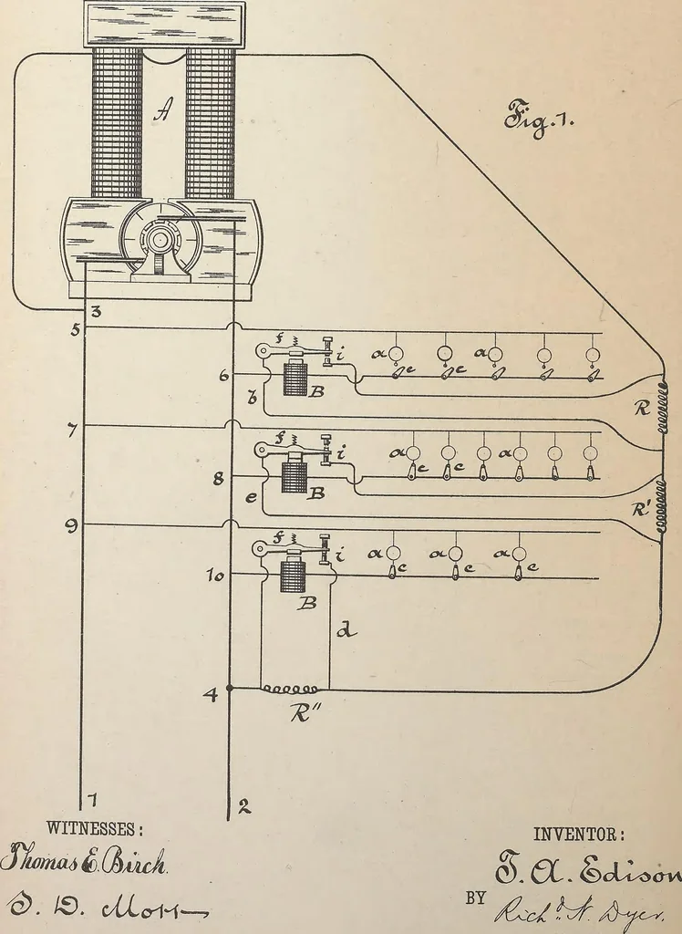 An illustration from Collection of United States patents granted to Thomas A. Edison, 1869-1884, 1869, leaf 1267