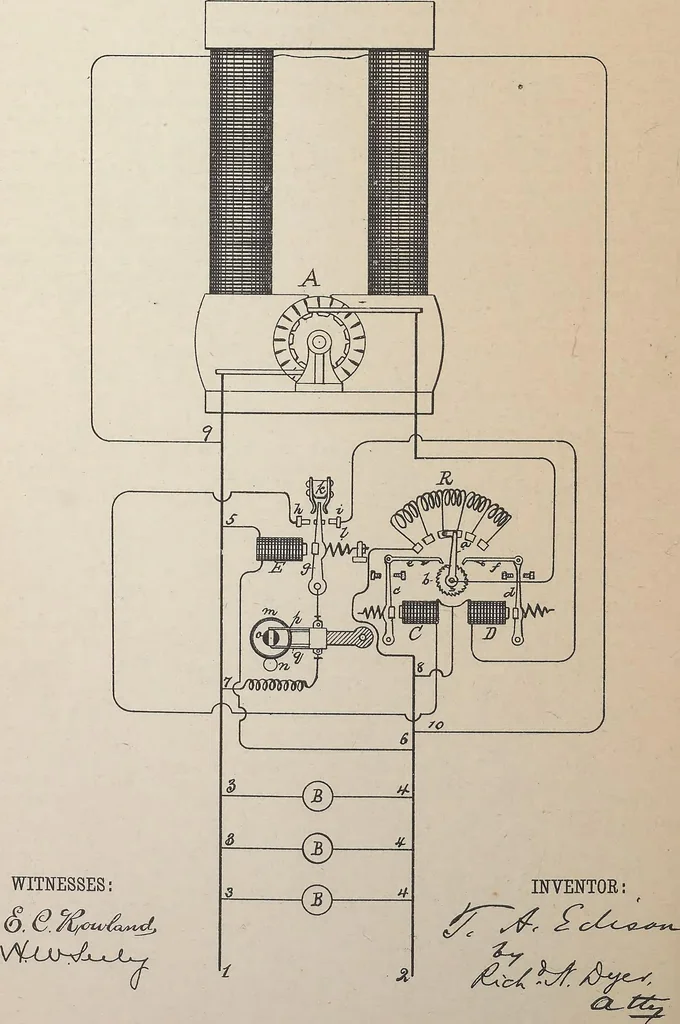 An illustration from Collection of United States patents granted to Thomas A. Edison, 1869-1884, 1869, leaf 1273