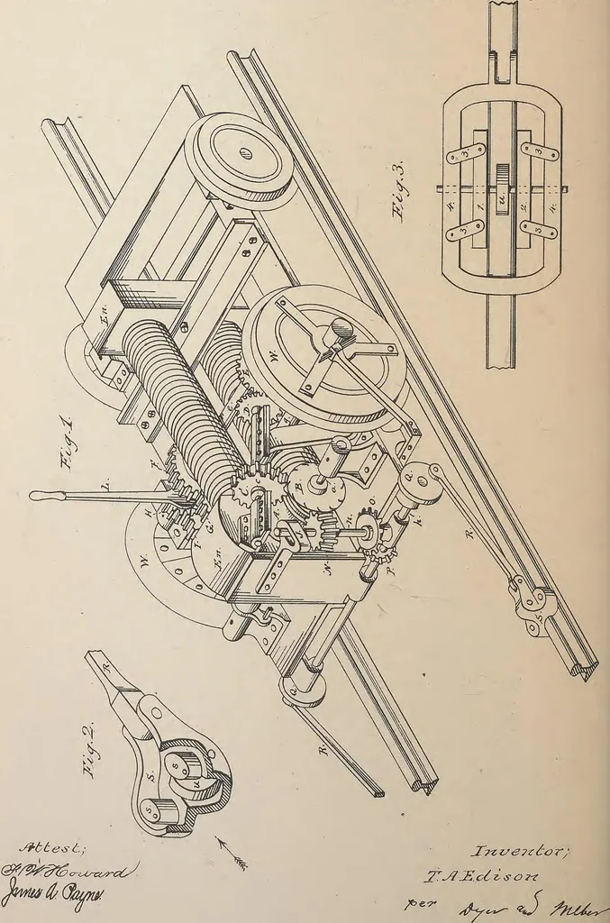 An illustration from Collection of United States patents granted to Thomas A. Edison, 1869-1884, 1869, leaf 1311