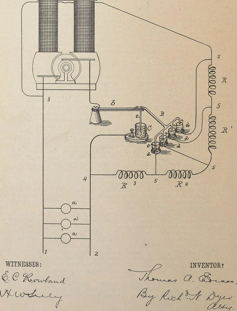 An illustration from Collection of United States patents granted to Thomas A. Edison, 1869-1884, 1869, leaf 1323