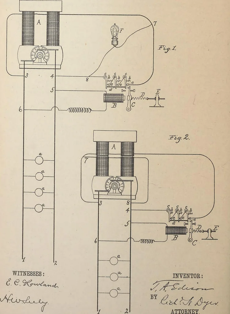 An illustration from Collection of United States patents granted to Thomas A. Edison, 1869-1884, 1869, leaf 1327
