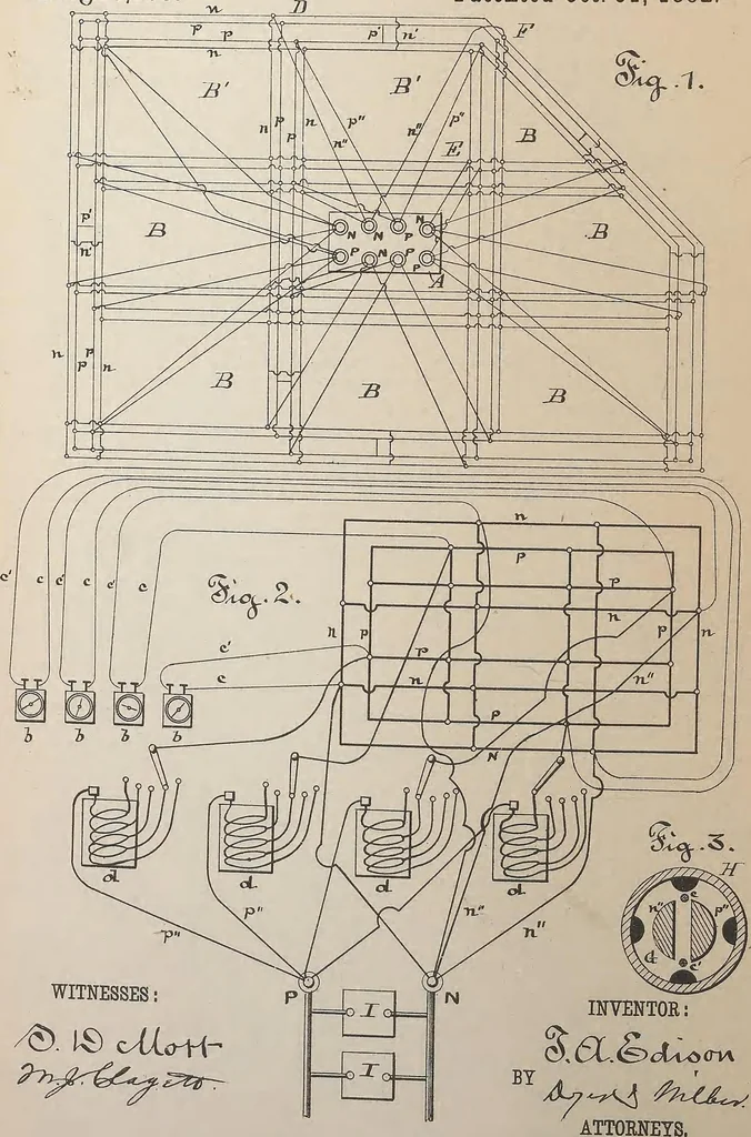 An illustration from Collection of United States patents granted to Thomas A. Edison, 1869-1884, 1869, leaf 1367