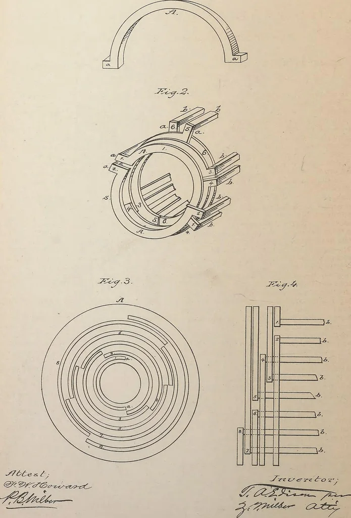 An illustration from Collection of United States patents granted to Thomas A. Edison, 1869-1884, 1869, leaf 1373