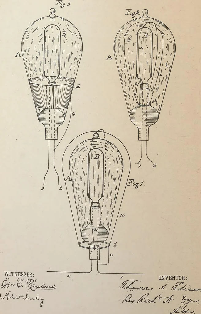 An illustration from Collection of United States patents granted to Thomas A. Edison, 1869-1884, 1869, leaf 1377