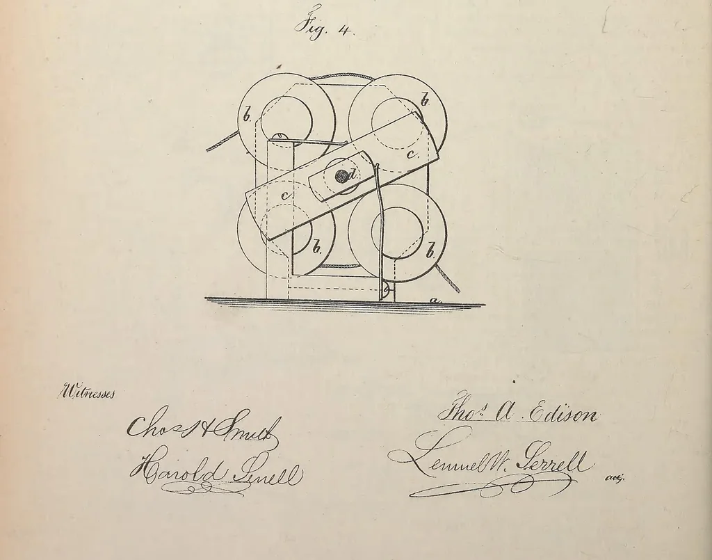 An illustration from Collection of United States patents granted to Thomas A. Edison, 1869-1884, 1869, leaf 139