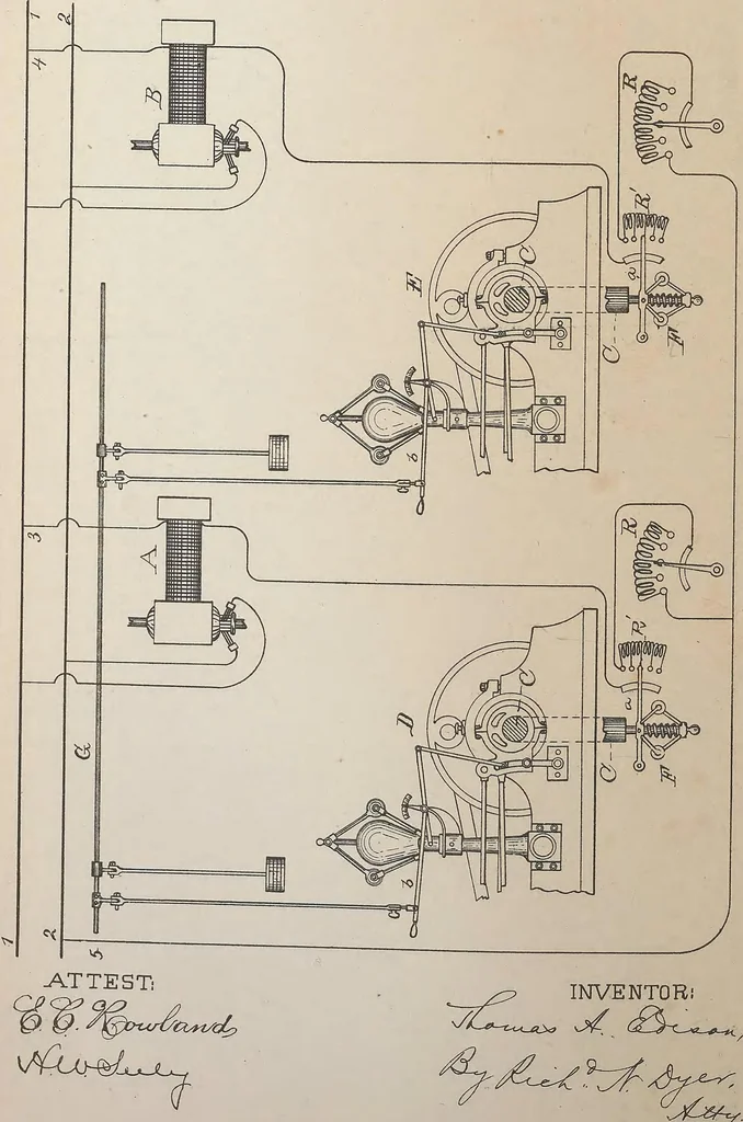 An illustration from Collection of United States patents granted to Thomas A. Edison, 1869-1884, 1869, leaf 1393