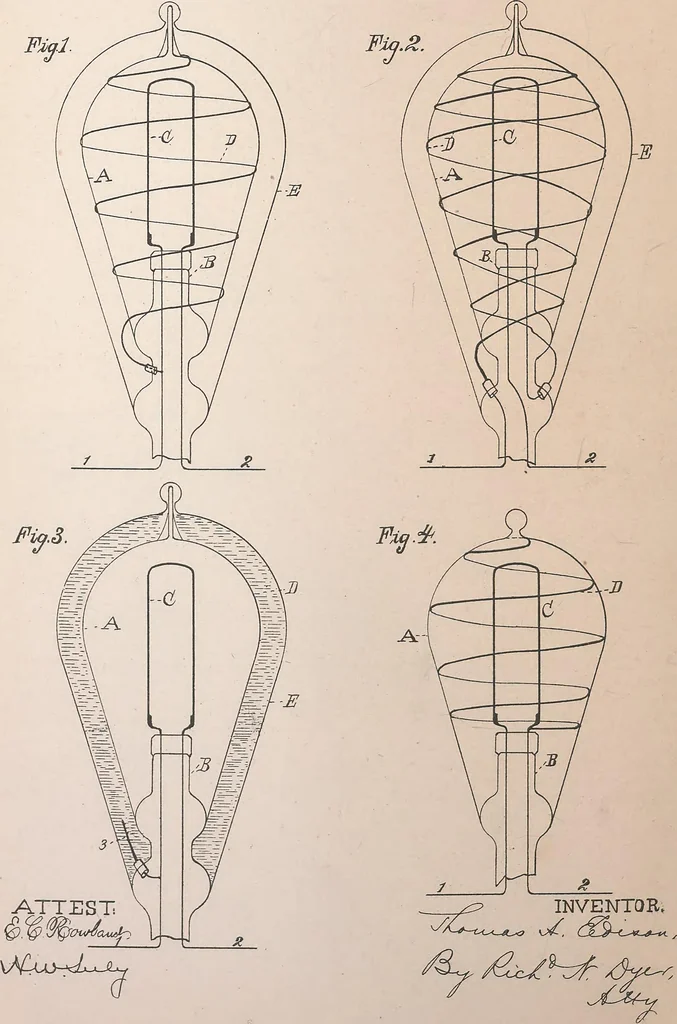 An illustration from Collection of United States patents granted to Thomas A. Edison, 1869-1884, 1869, leaf 1405