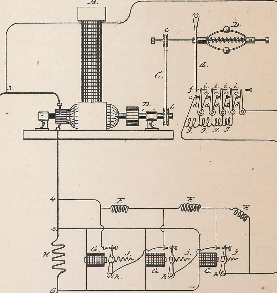An illustration from Collection of United States patents granted to Thomas A. Edison, 1869-1884, 1869, leaf 1413