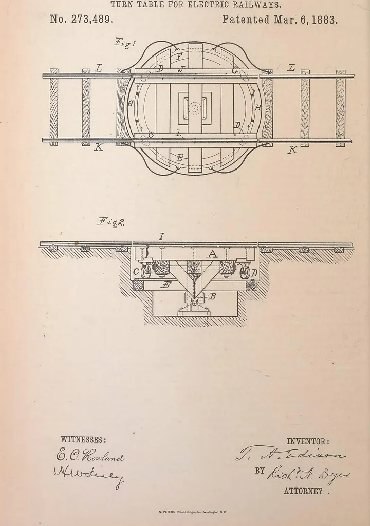 An illustration from Collection of United States patents granted to Thomas A. Edison, 1869-1884, 1869, leaf 1417