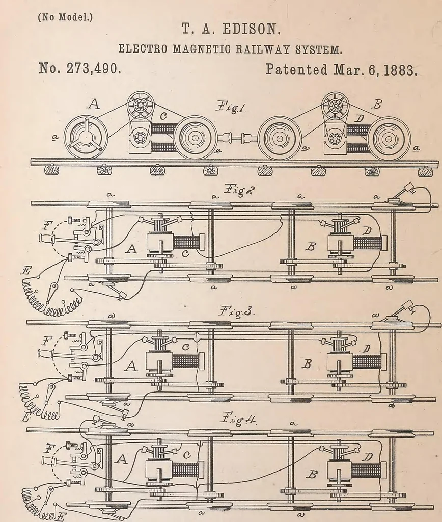 An illustration from Collection of United States patents granted to Thomas A. Edison, 1869-1884, 1869, leaf 1421