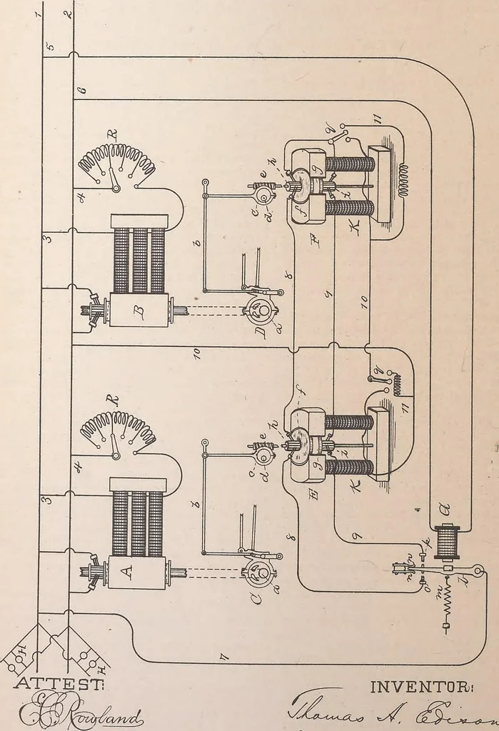 An illustration from Collection of United States patents granted to Thomas A. Edison, 1869-1884, 1869, leaf 1425