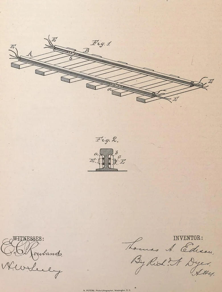 An illustration from Collection of United States patents granted to Thomas A. Edison, 1869-1884, 1869, leaf 1439