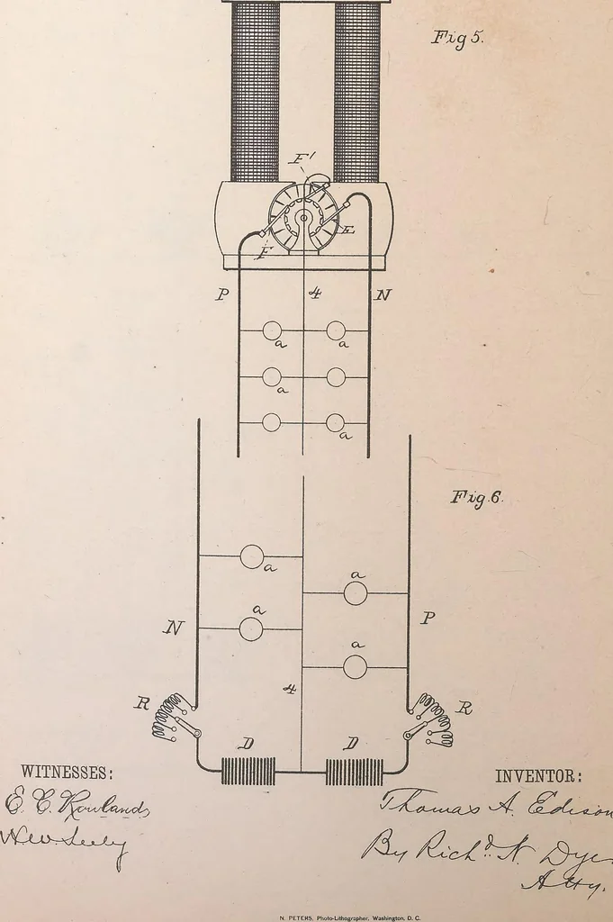 An illustration from Collection of United States patents granted to Thomas A. Edison, 1869-1884, 1869, leaf 1455