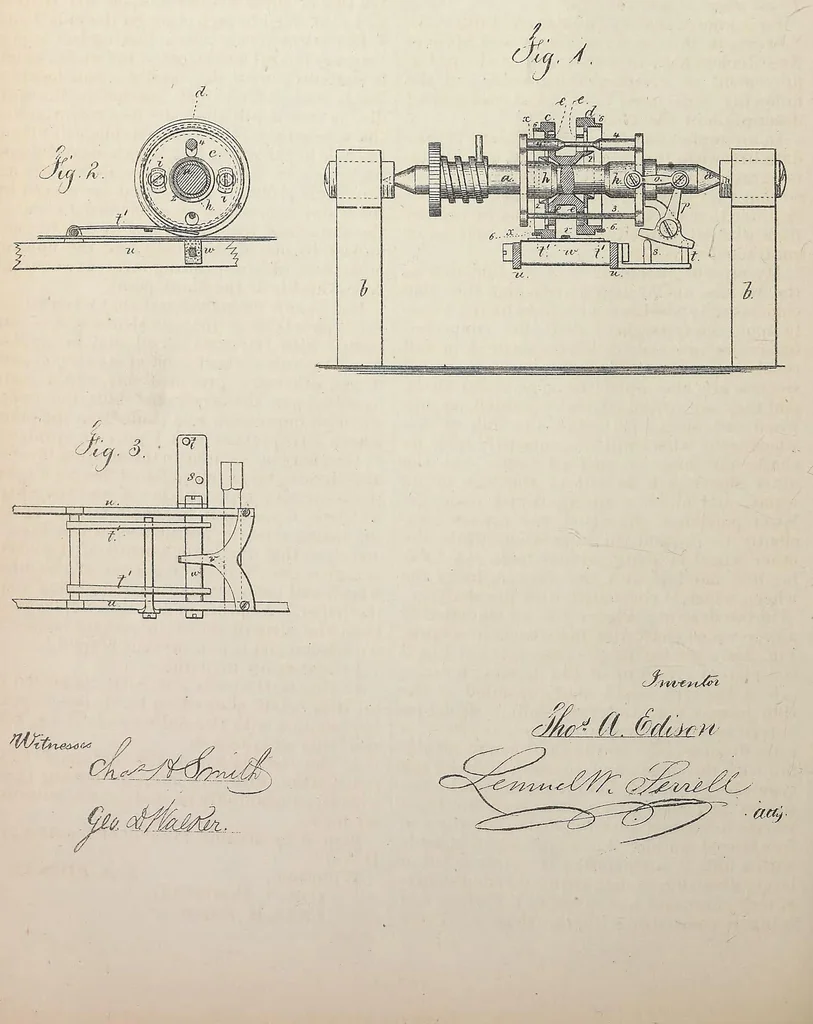 An illustration from Collection of United States patents granted to Thomas A. Edison, 1869-1884, 1869, leaf 147