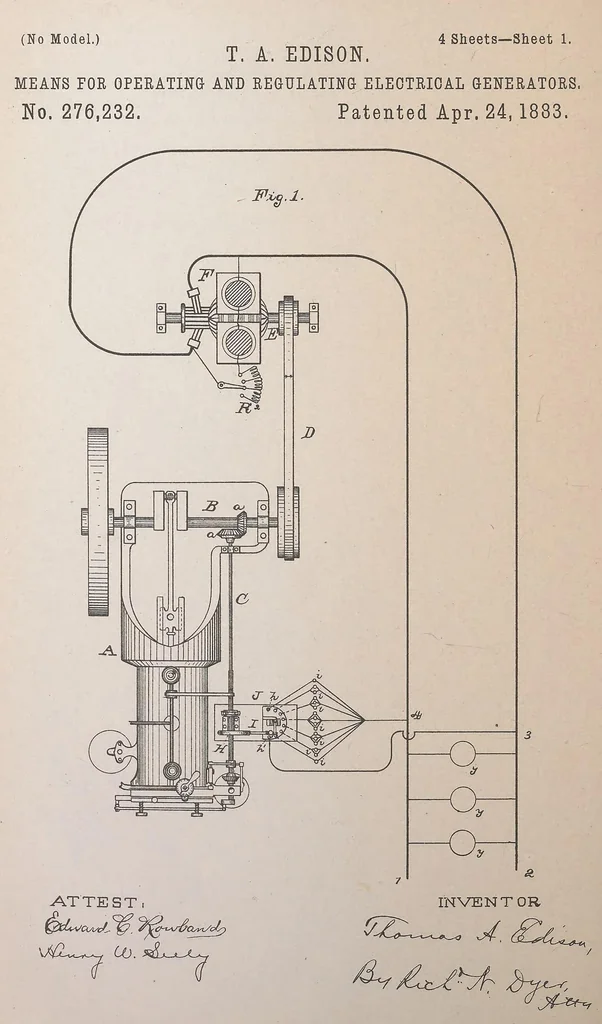 An illustration from Collection of United States patents granted to Thomas A. Edison, 1869-1884, 1869, leaf 1503