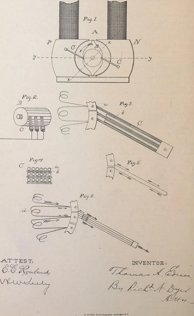 An illustration from Collection of United States patents granted to Thomas A. Edison, 1869-1884, 1869, leaf 1515