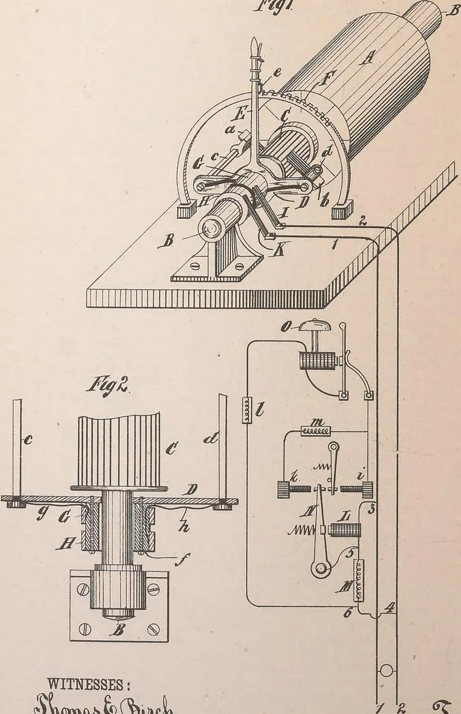 An illustration from Collection of United States patents granted to Thomas A. Edison, 1869-1884, 1869, leaf 1547