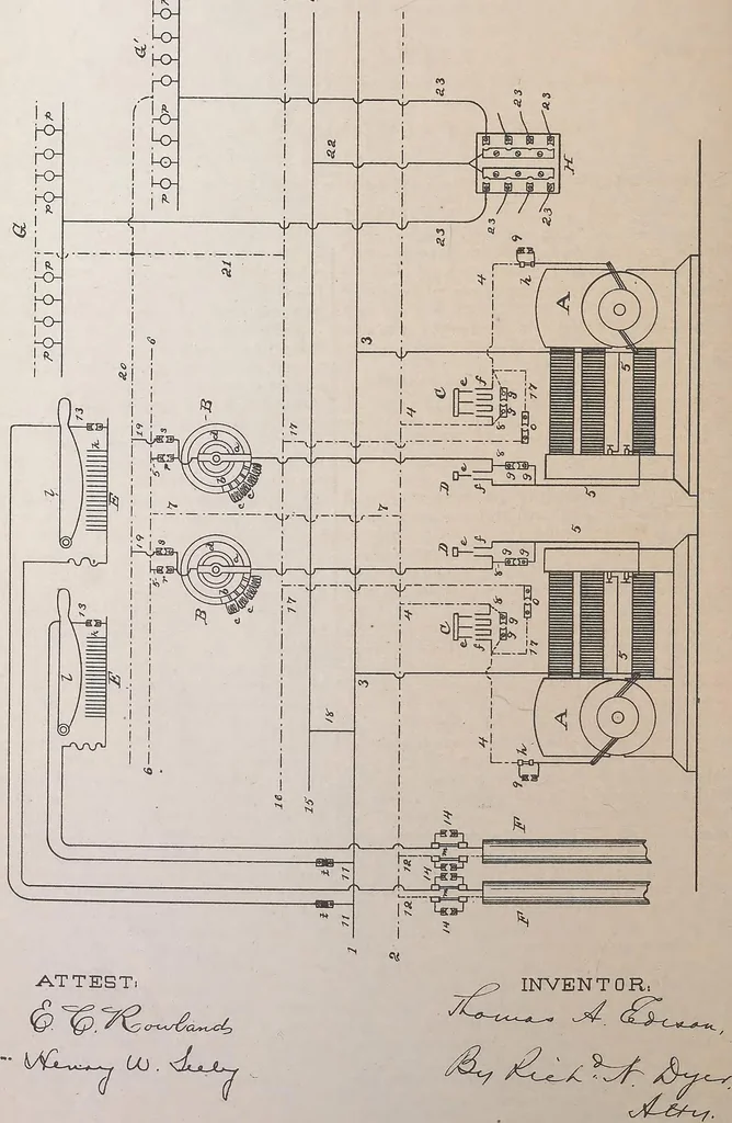 An illustration from Collection of United States patents granted to Thomas A. Edison, 1869-1884, 1869, leaf 1551