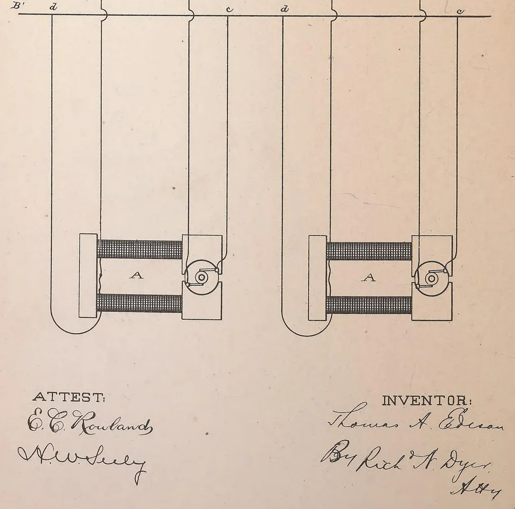 An illustration from Collection of United States patents granted to Thomas A. Edison, 1869-1884, 1869, leaf 1557