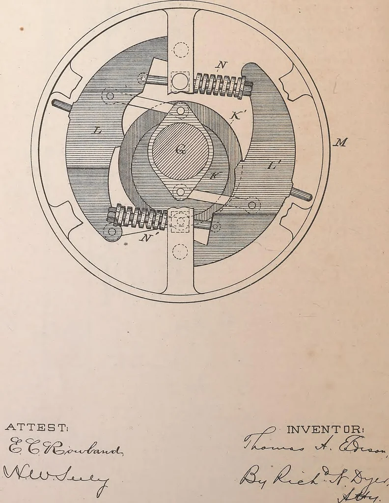 An illustration from Collection of United States patents granted to Thomas A. Edison, 1869-1884, 1869, leaf 1571