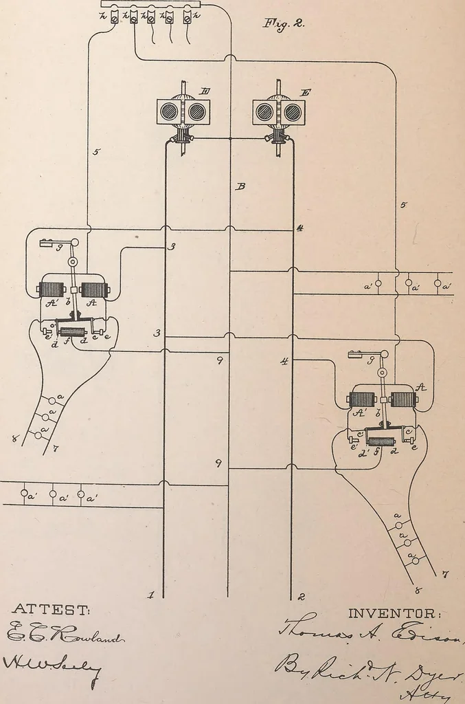 An illustration from Collection of United States patents granted to Thomas A. Edison, 1869-1884, 1869, leaf 1593