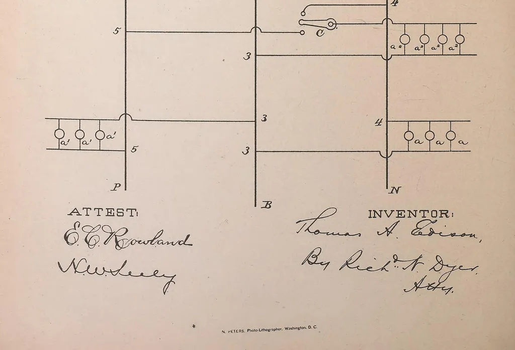 An illustration from Collection of United States patents granted to Thomas A. Edison, 1869-1884, 1869, leaf 1601