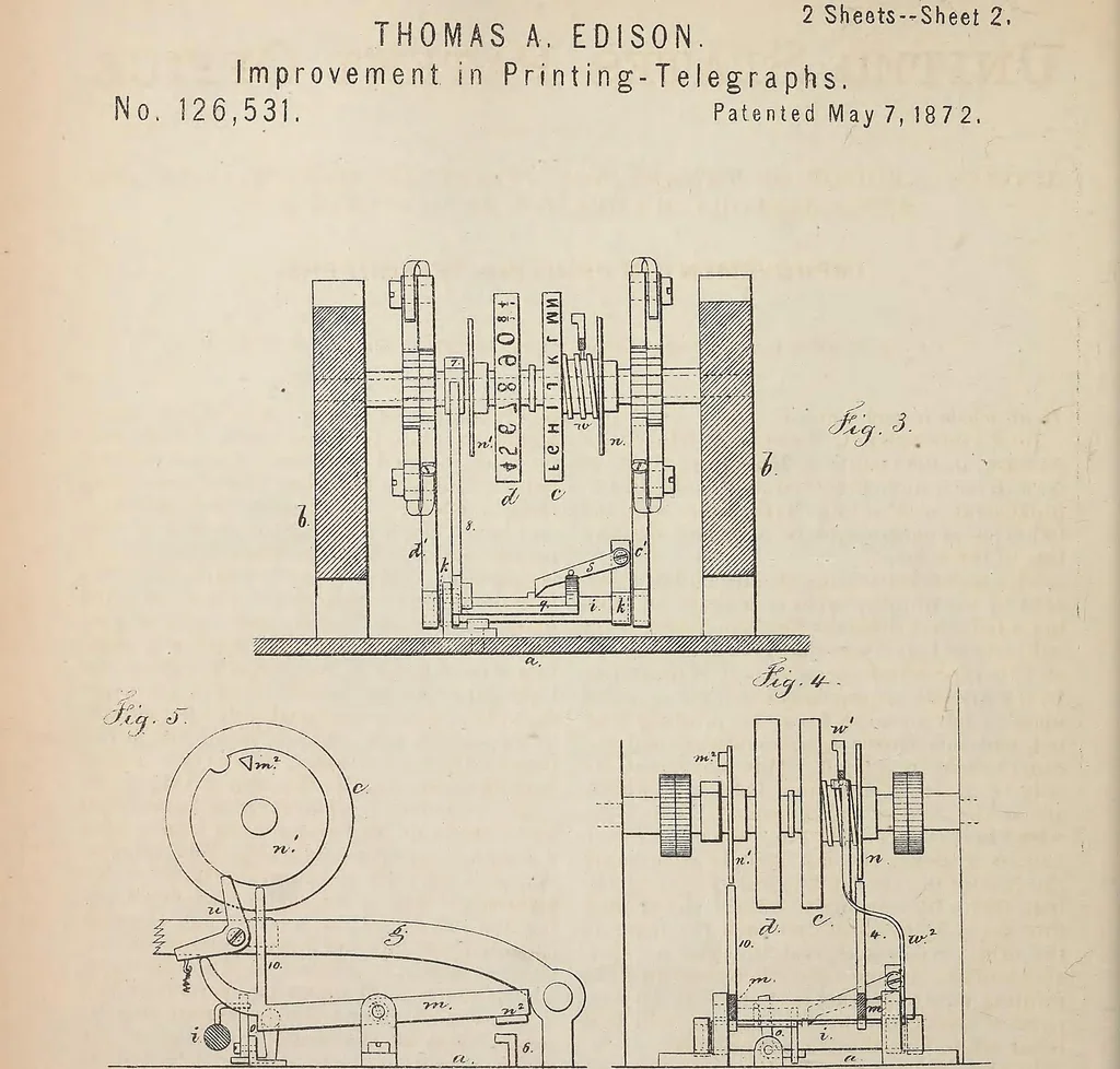 An illustration from Collection of United States patents granted to Thomas A. Edison, 1869-1884, 1869, leaf 161