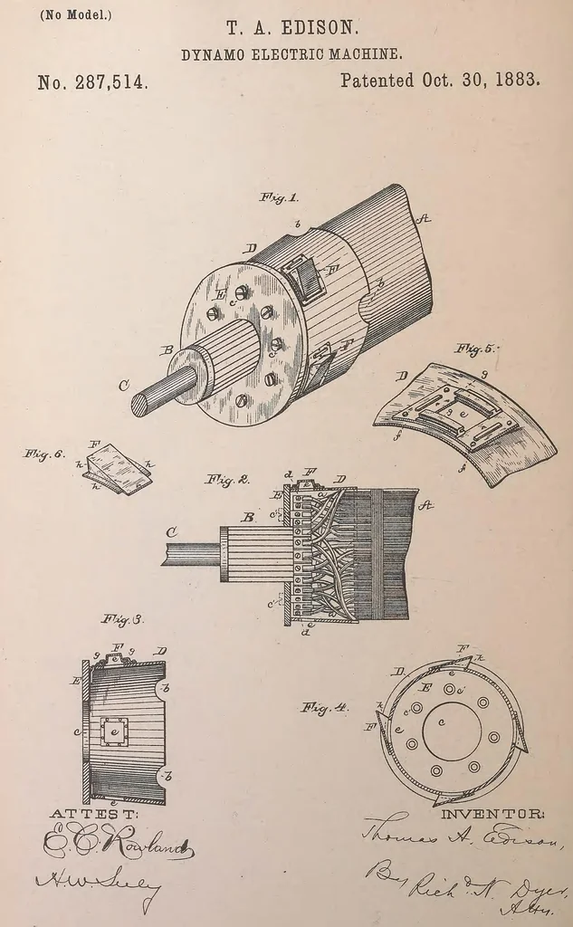 An illustration from Collection of United States patents granted to Thomas A. Edison, 1869-1884, 1869, leaf 1633