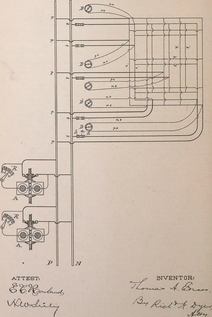 An illustration from Collection of United States patents granted to Thomas A. Edison, 1869-1884, 1869, leaf 1645
