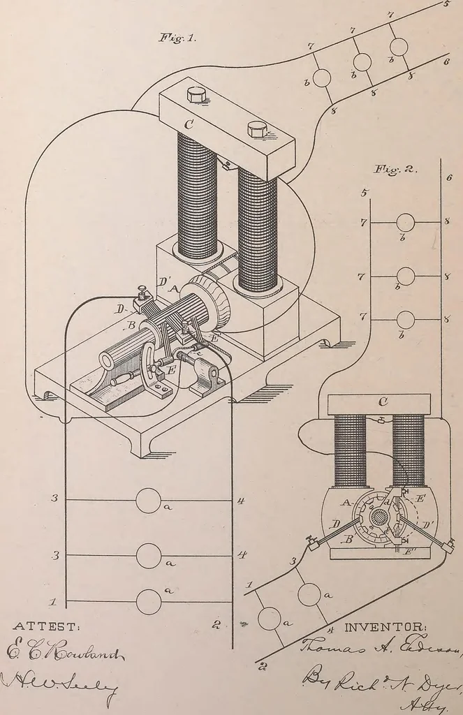 An illustration from Collection of United States patents granted to Thomas A. Edison, 1869-1884, 1869, leaf 1661