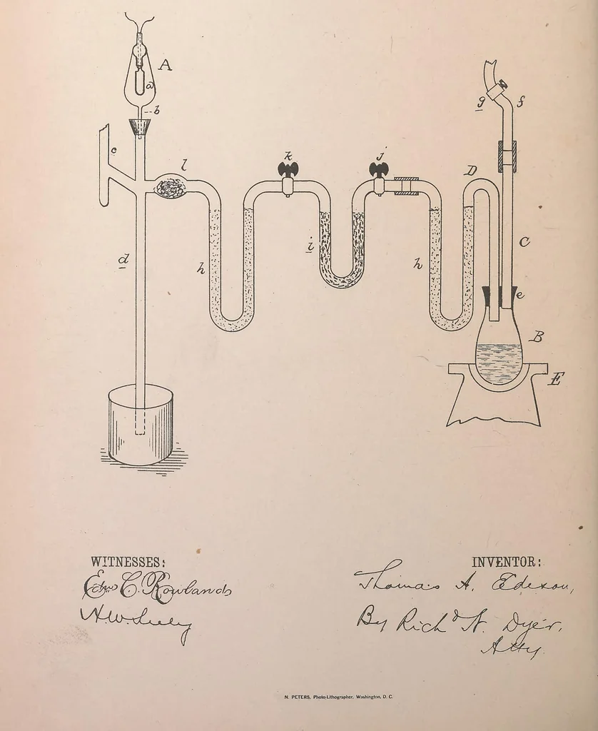 An illustration from Collection of United States patents granted to Thomas A. Edison, 1869-1884, 1869, leaf 1721